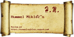 Hummel Miklós névjegykártya