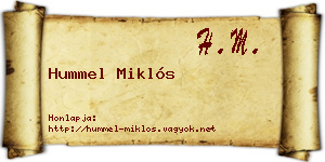 Hummel Miklós névjegykártya